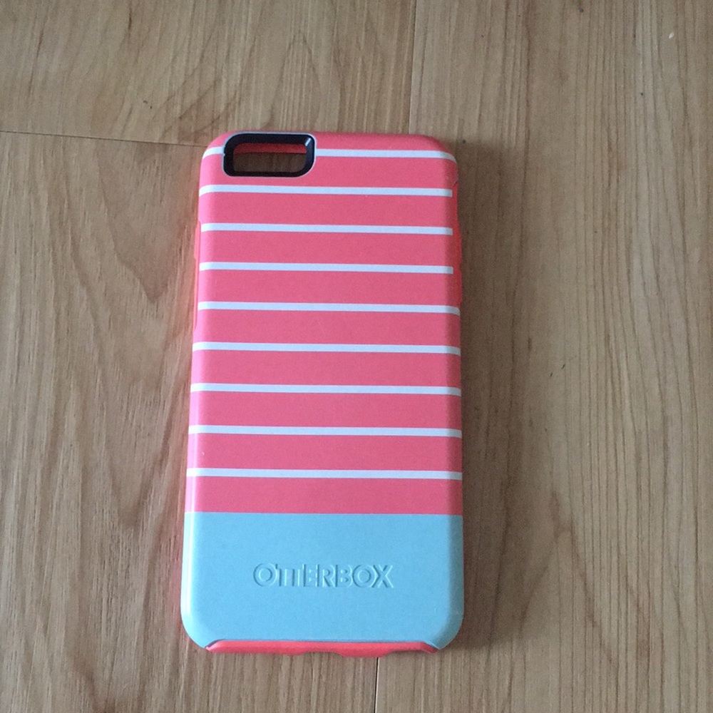 Coral pink and blue otterbox phone case